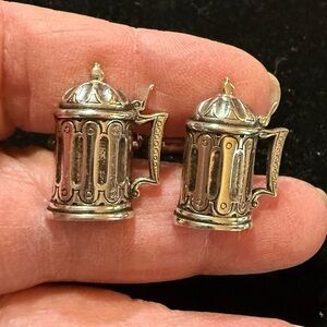 Vintage Hancock Silvertone Beer Stein Cufflinks- Marked